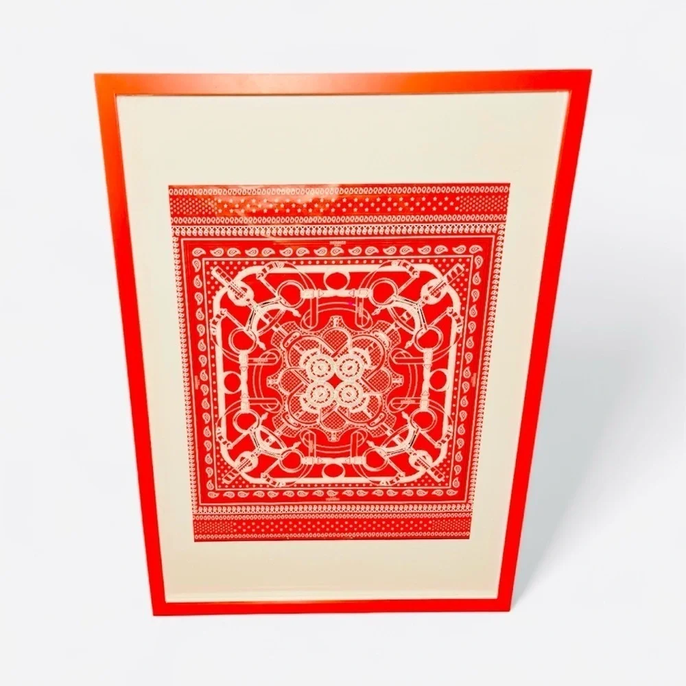 Hermès Framed Emblematic Wrapping Paper  2018 Authentic (1 Sheet, 19.5”x 19.5”)
